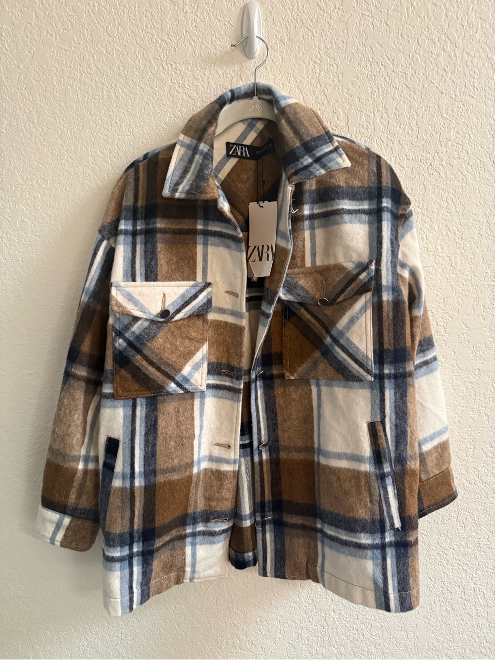 Zara Brown, Blue & Cream Plaid Shacket
